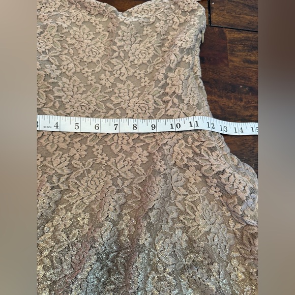 Free People Ombre Foil Lace Fit & Flare Mini Dress Cream Gold Sz XS - Picture 12 of 12